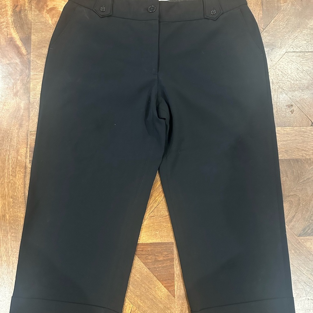 White House Black Market Legacy Black Crop Leg Cuffed Pants Womens Size 12 Reg